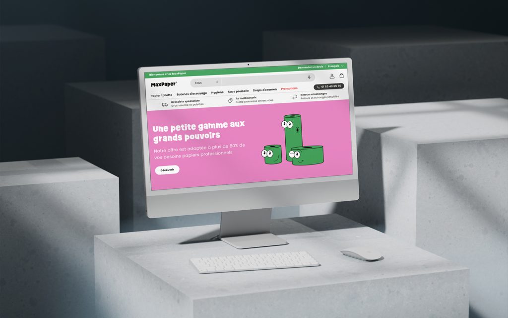 Homepage du site e-commerce Max Paper sur ordinateur