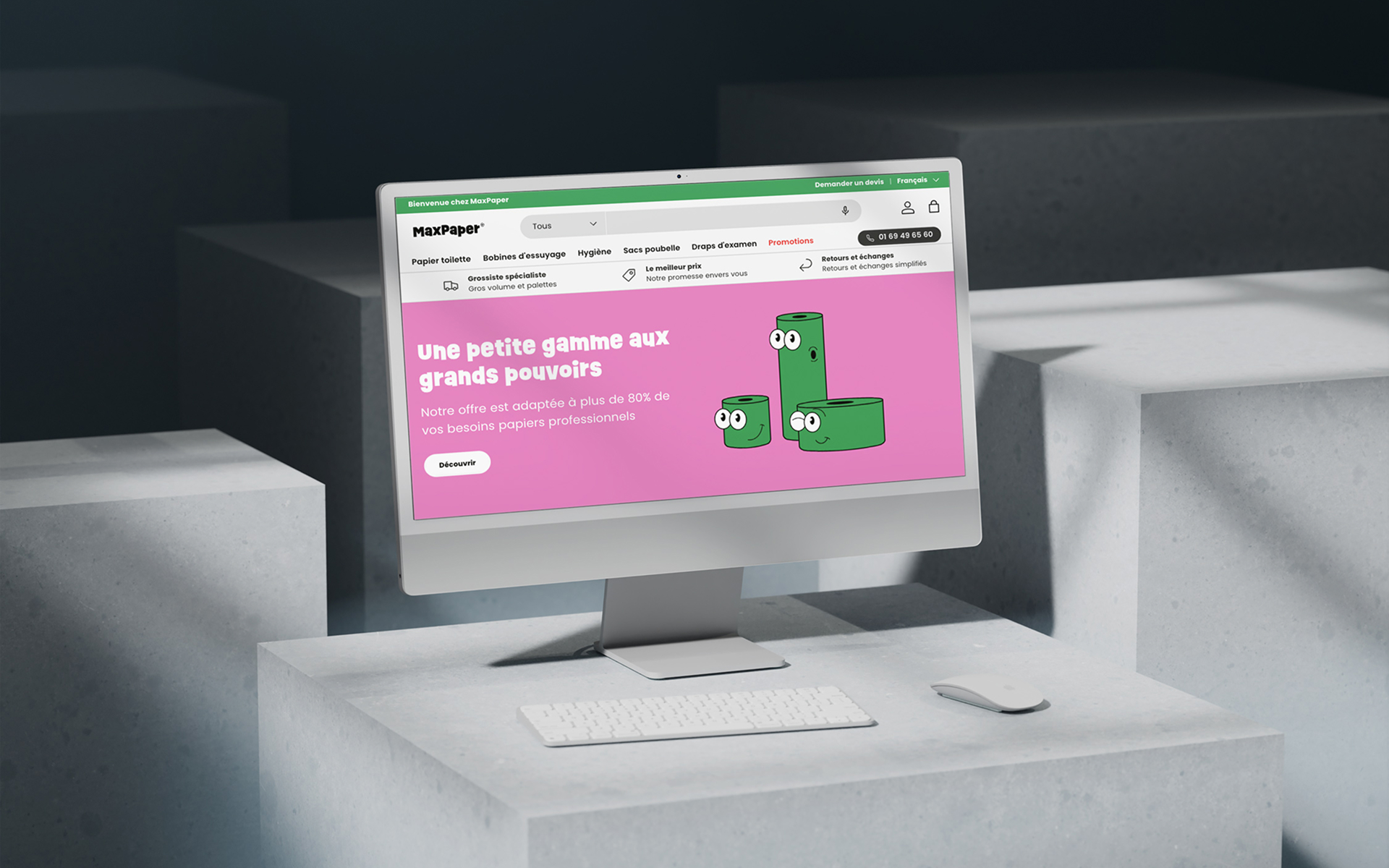 Homepage du site e-commerce Max Paper sur ordinateur